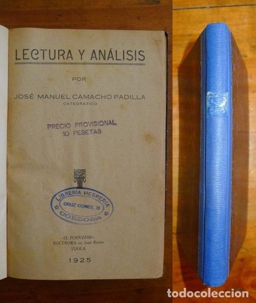Libros antiguos: CAMACHO PADILLA, Jos&eacute; Manuel. Lectura y an&aacute;lisis - Foto 1