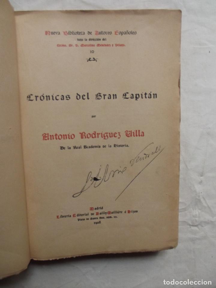 Libros antiguos: CRONICAS DEL GRAN CAPITAN DE ANTONIO RODRIGUEZ VILLA - Foto 2