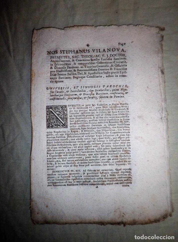 Libros antiguos: VILANOVA GUBERN&middot;VICARIO GENERAL - A&Ntilde;O 1748. - Foto 1
