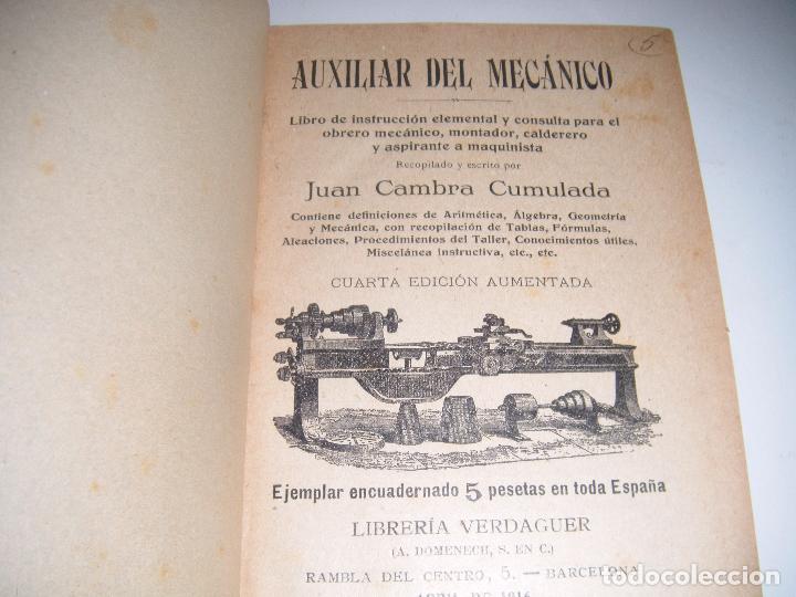 Libros antiguos: CURIOSO LIBRO DE AUXILIAR DE MEC&Aacute;NICO 1916 - Foto 4
