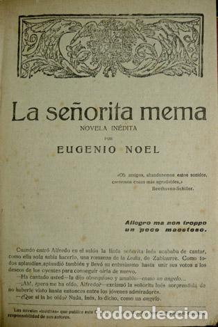 Libros antiguos: NOEL, Eugenio.  La se&ntilde;orita mema.  1918. - Foto 2