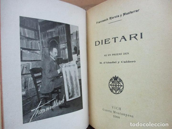 Libros antiguos: DIETARI. FRANCESCH RIEROLA Y MASFERRER. 1908. - Foto 3