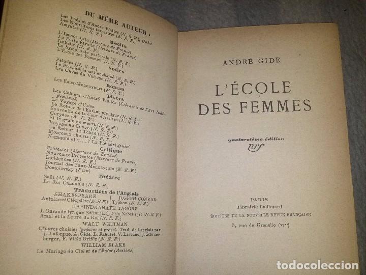 Libros antiguos: L&Eacute;COLE DES FEMMES ANDRE GIDE 1929 LIBRAIRIE GALLIMARD - Foto 2