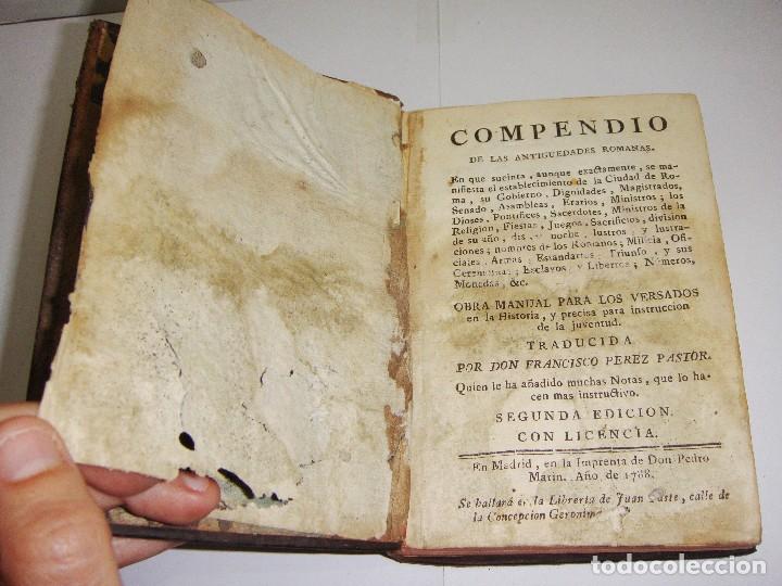 Libros antiguos: Compendio de las Antig&uuml;edades Romanas. Madrid - 1788. - Foto 4