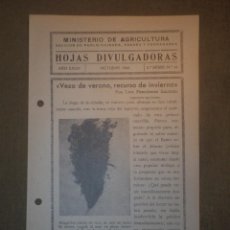 Libros antiguos: HOJAS DIVULGADORAS MINISTERIO AGRICULTURA - 1942 - 2ª - Nº 44 - AÑO XXXIV - VEZA DE VERANO RECURSO 