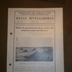 Libros antiguos: HOJAS DIVULGADORAS MINISTERIO AGRICULTURA - 1935 - Nº 6 - AÑO XXIX - PERSISTENCIA ACCIÓN ESTRIERCOL 