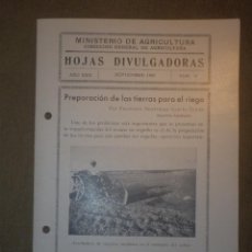 Libros antiguos: HOJAS DIVULGADORAS MINISTERIO AGRICULTURA - 1935 - Nº 6 - AÑO XXIX - PREPARACIÓN TIERRAS P/ RIEGO