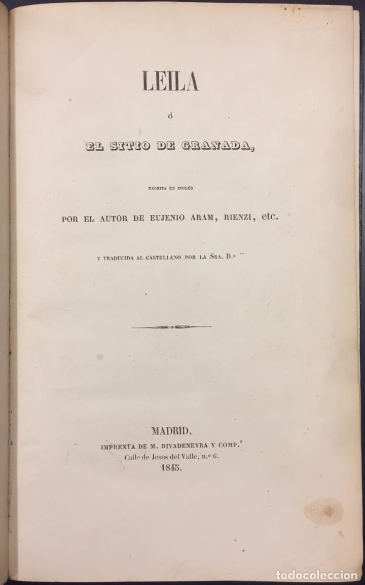 Libros antiguos: Edward Bulwer-Lytton . Leila &oacute; El Sitio de Granada - Foto 2