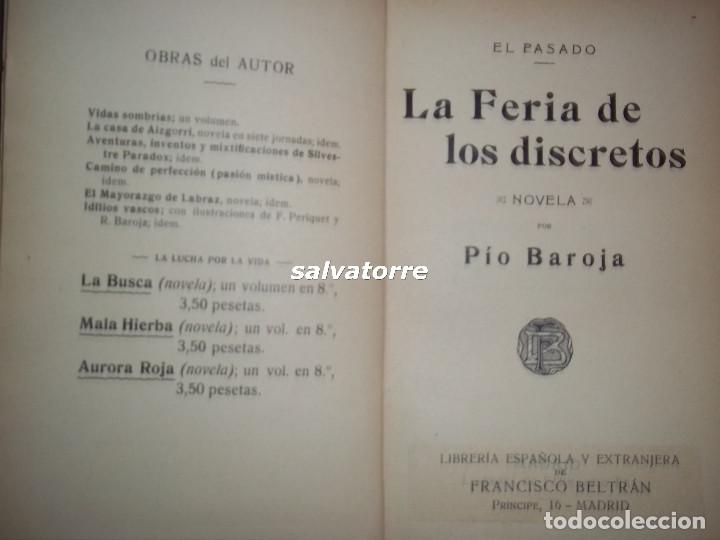 Libros antiguos: PIO BAROJA.LA FERIA DE LOS DISCRETOS.PLENA PIEL FRANCISCO BELTRAN.1905.