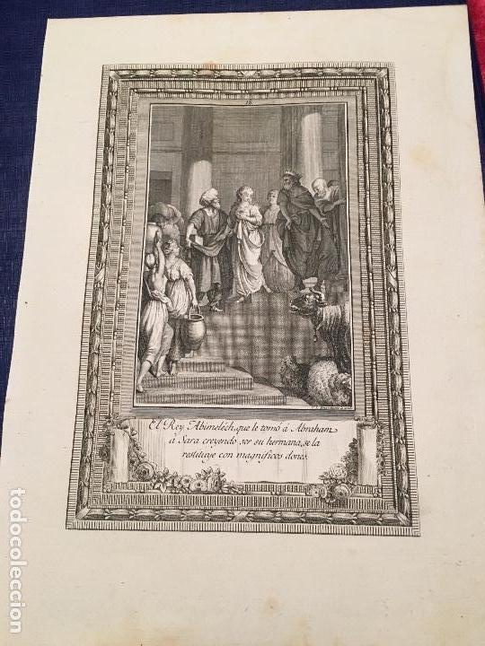 Libros antiguos: Grabado antiguo original Abraham Sara y Abimelech - Foto 1