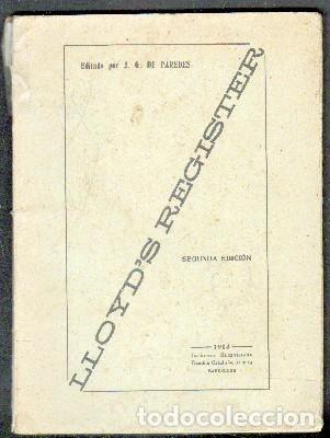 Libros antiguos: LLOYD'S REGISTER. PAREDES,J.G.DE  A-MNAV-776