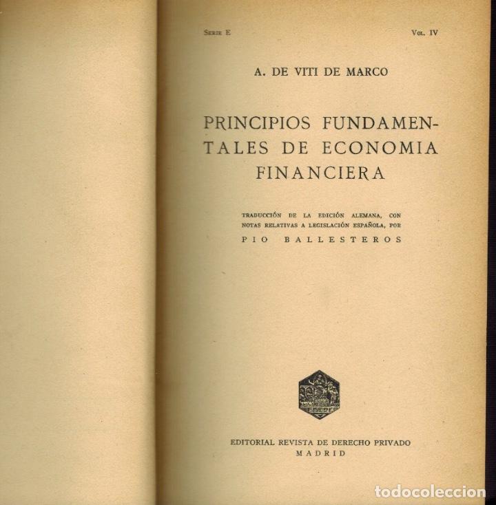 Antiquarische B&uuml;cher: PRINCIPIOS FUNDAMENTOS DE ECONOM&Iacute;A FINANCIERA, por A. de Viti de Marco