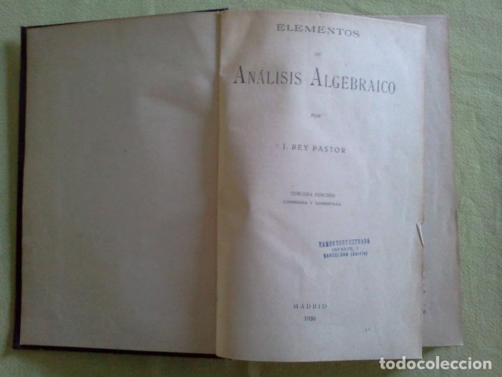 Libros antiguos: Elementos de An&aacute;lisis Algebraico - Foto 2