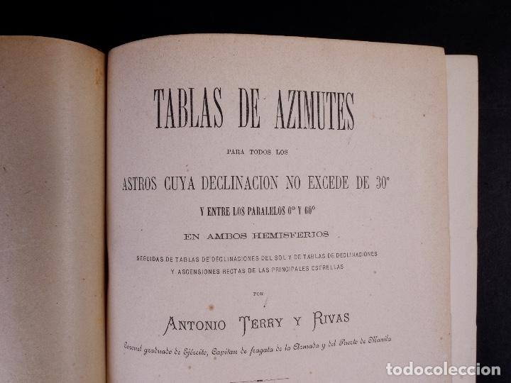 Libros antiguos: TABLAS DE AZIMUTES, MADRID 1884 - Foto 3
