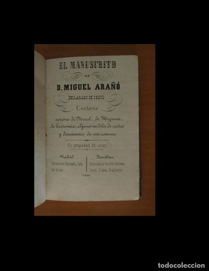Libros antiguos: El manuscrito. Miguel Ara&ntilde;&oacute; - Foto 1