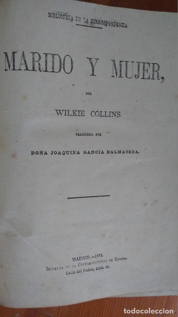 Libros antiguos: Marido y mujer 1874 Wilkie Collins - Foto 2