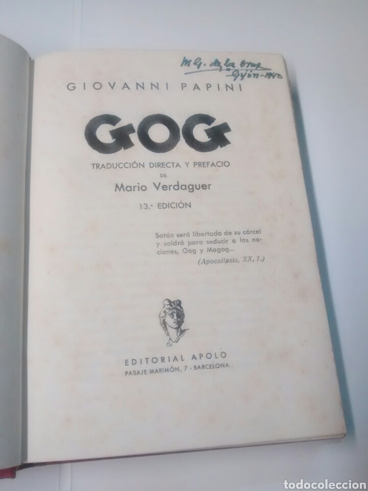 Libros antiguos: Gog - Giovanni Papino - 1934 - Foto 3