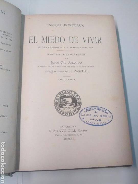 Libros antiguos: El miedo de vivir - E. Bordeaux - 1911 - Foto 3