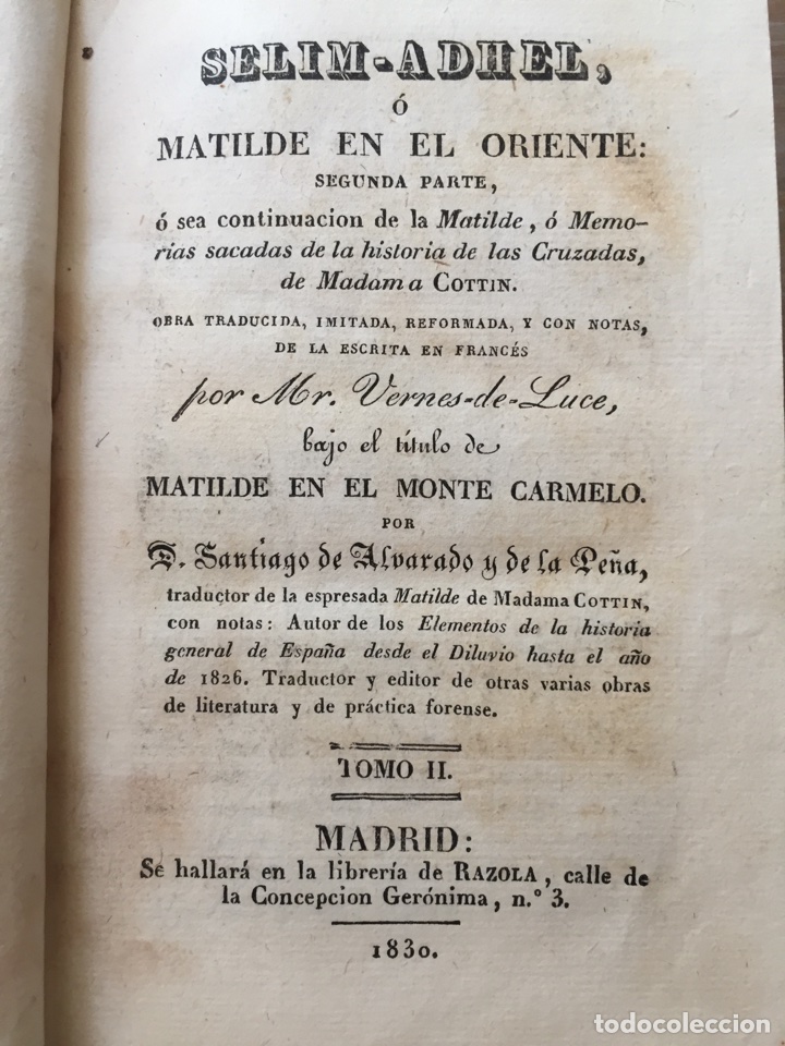 Libros antiguos: SELIM- ADHEL, o MATILDE EN EL ORIENTE - Foto 1