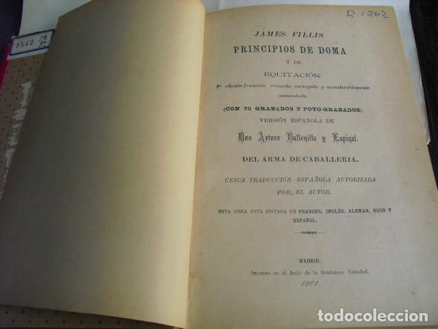 Libros antiguos: 1901 PRINCIPIOS DE DOMA Y EQUITACI&Oacute;N  J. FILLIS - Foto 2