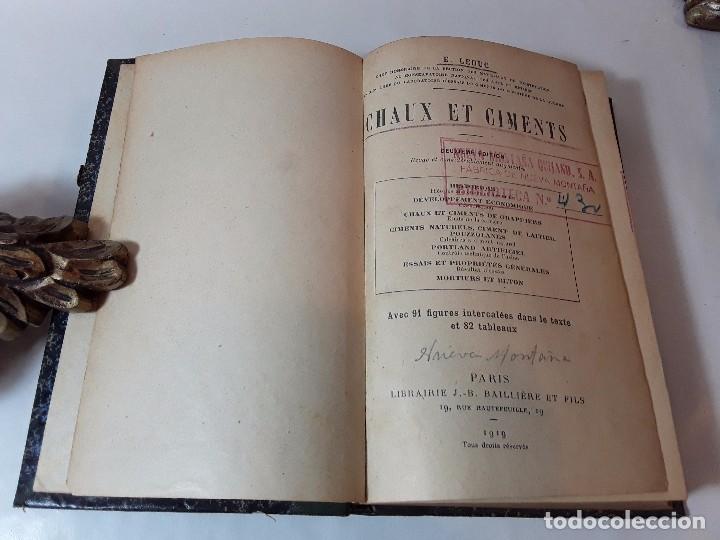 Libros antiguos: CHAUX ET CIMENTS - E. LEDUC PARIS 1929 - CALES Y CEMENTOS. - Foto 3