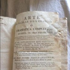Libros antiguos: ARTE DE HABLAR BIEN FRANCÉS O GRAMÁTICA COMPLETA. CHANTREAU, PEDRO NICOLÁS 1797