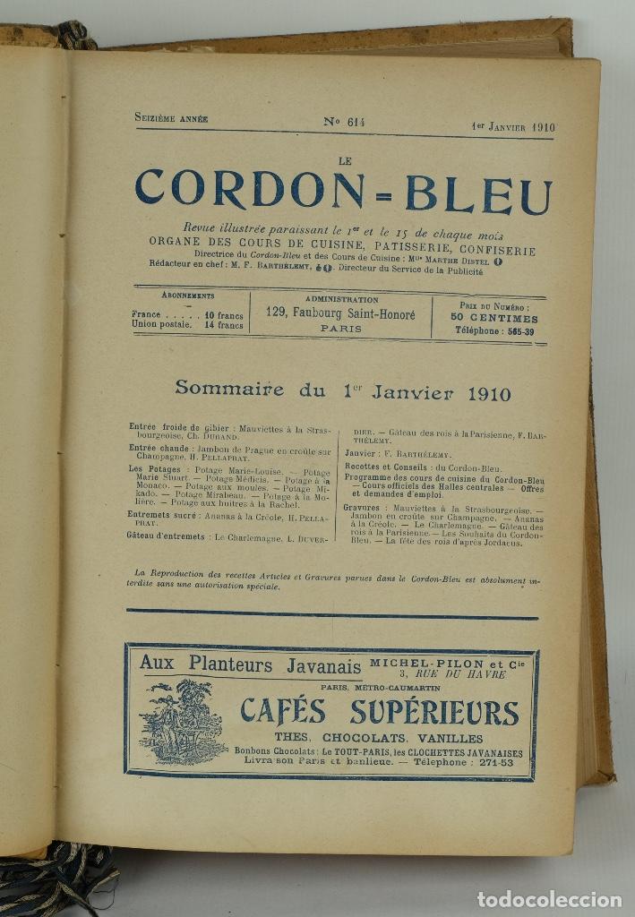 Libros antiguos: Le Cordon Bleu a&ntilde;os 1908, 1909 y 1910 - Foto 6