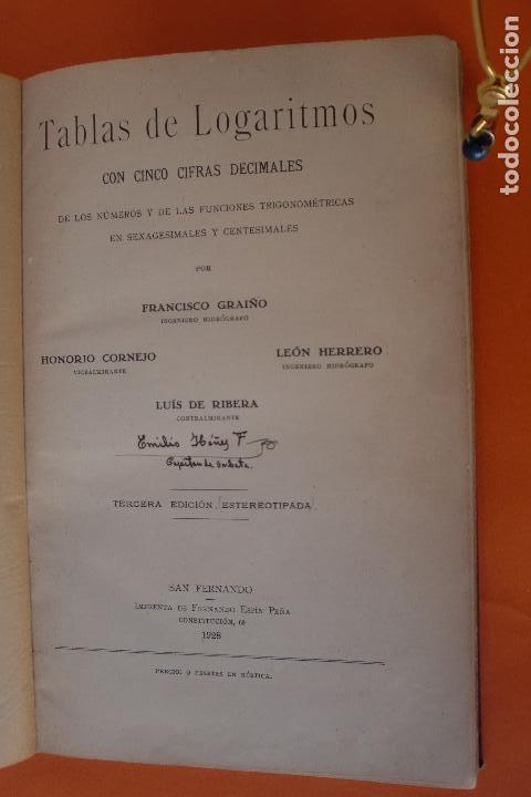 Libros antiguos: TABLA DE LOGARITMOS FERNANDO GRAI&Ntilde;O A&Ntilde;O 1928 - Foto 2