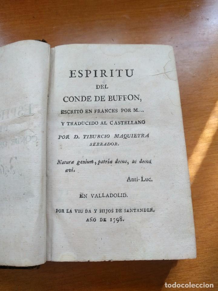 Libros antiguos: Esp&iacute;ritu del Conde de Buffon. 1798 - Foto 4