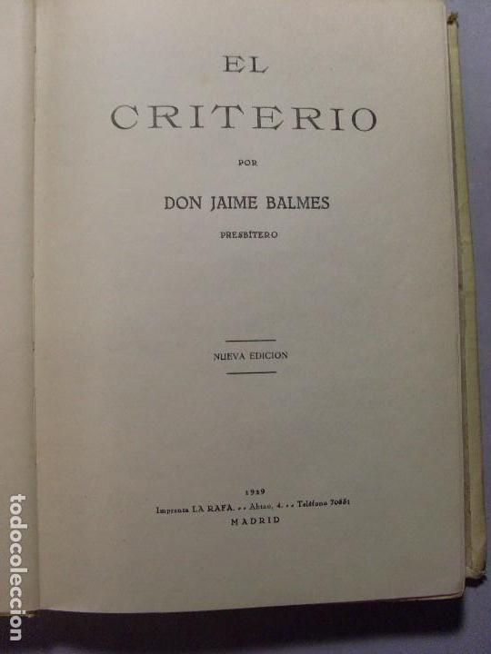 Libros antiguos: EL CRITERIO / Jaime Baldes / 1929 - Foto 2