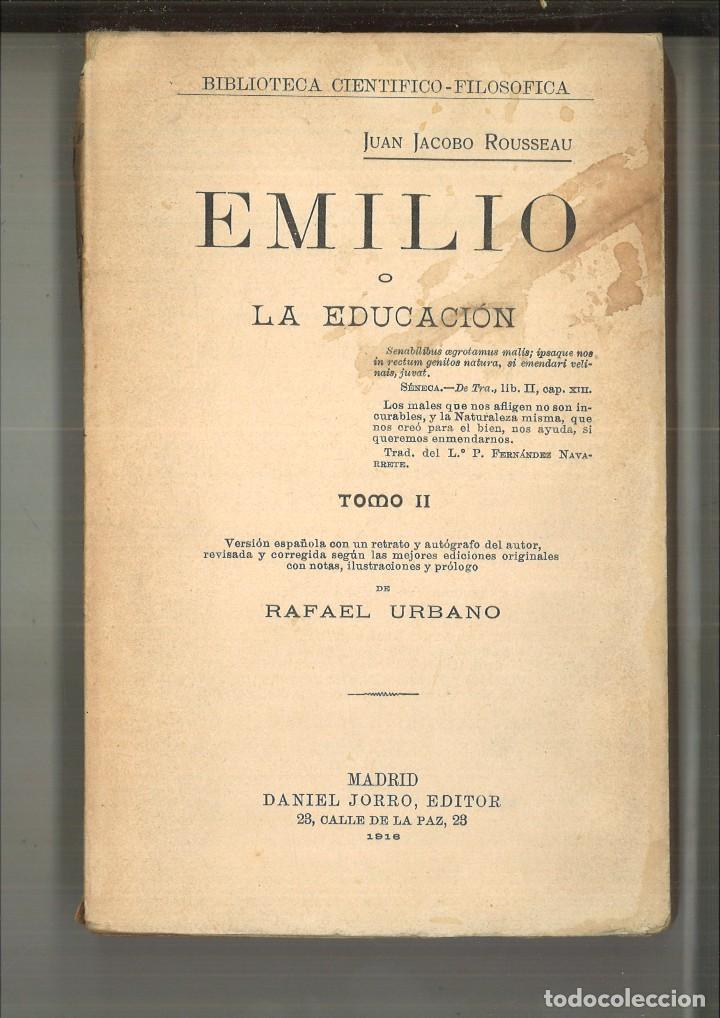 Libros antiguos: EMILIO O LA EDUCACI&Oacute;N. Juan Jacobo Rousseau - Foto 2