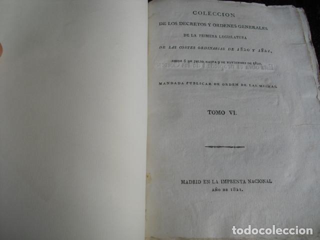 Antiquarische B&uuml;cher: 1821 COLECCI&Oacute;N DE DECRETOS Y ORDENES GENERALES DE LA 1&ordf; LEGISLATURA DE LAS CORTES ORDINARIAS T VI