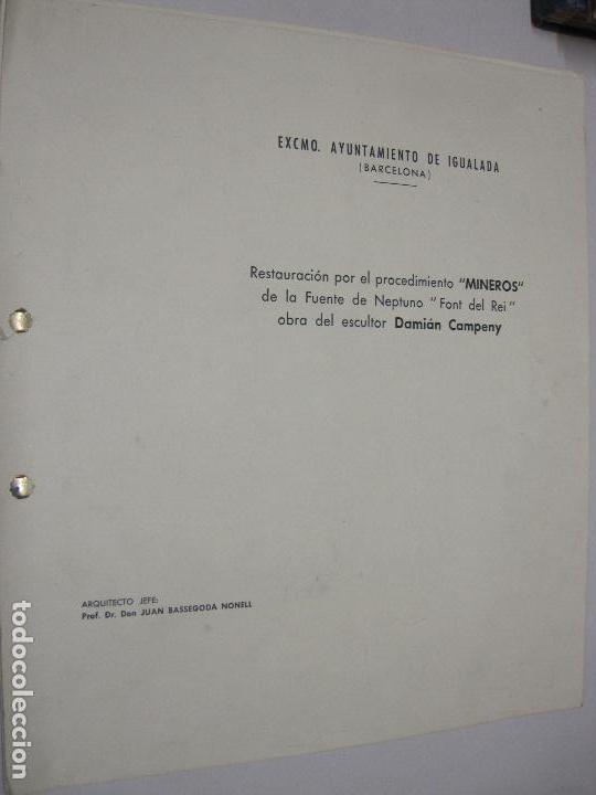 Livres anciens: Restauraci&oacute;n Fuente de Neptuno Font del Rei, del escultor Dami&aacute;n Campeny. Ayunt. Igualada, 1970