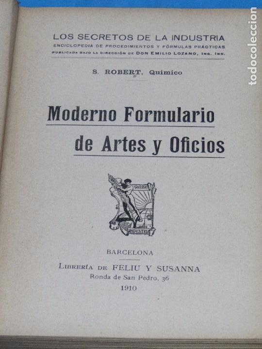Libros antiguos: MODERNO FORMULARIO DE ARTES Y OFICIOS. - S. ROBERT - Foto 2