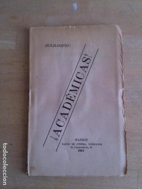 Libros antiguos: &iquest;Academicas? (Soliloquios) - Foto 1