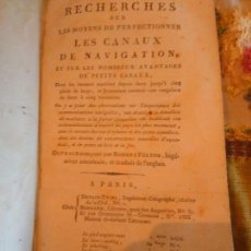 Libros antiguos: FULTON RECHERCHES SUR LES MOYENS DE PERFECTIONNER LES CANAUX DE NAVIGATION 1798. CANALES NAVEGACION