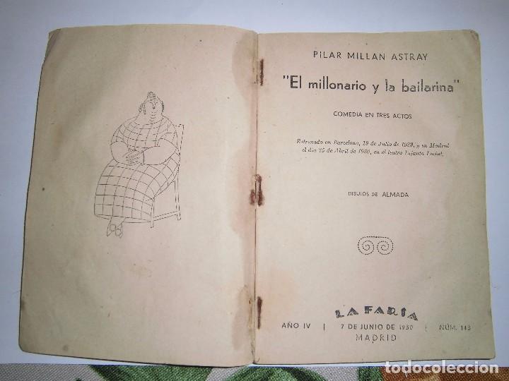 Libros antiguos: librito de comedia, el millonario y la bailarina - Foto 3