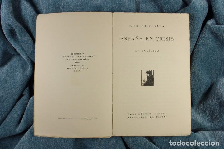 Libros antiguos: Libro Espa&ntilde;a en Crisis. Adolfo Posada. 1923 - Foto 4