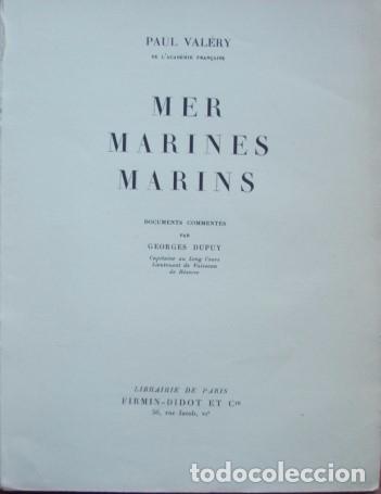 Libros antiguos: Mer, marines, marins - VALERY, Paul - Foto 2