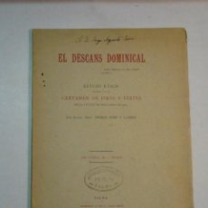 Libros antiguos: MALLORCA - ANDREU PONT Y LLODRA: EL DESCANS DOMINICAL (1904). Lote 105891179