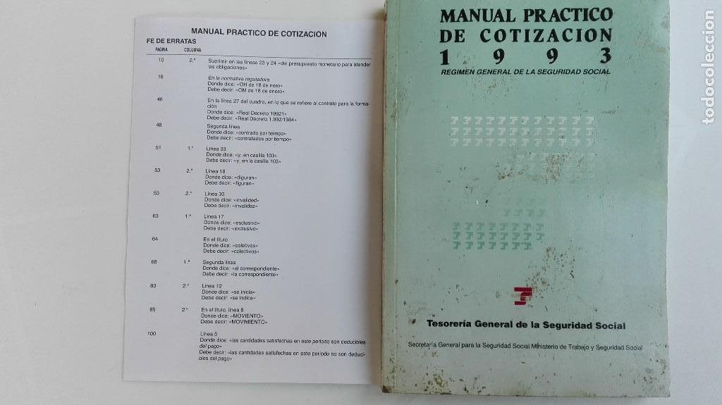 Libros antiguos: Manual pr&aacute;ctico de cotizaci&oacute;n de 1993 - Foto 3