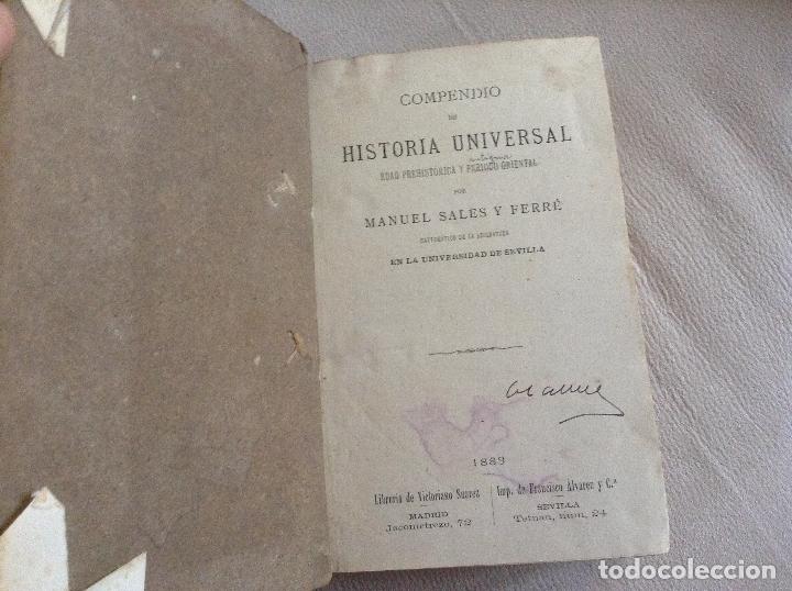 Libros antiguos: COMPENDIO DE HISTORIA UNIVERSAL DOS TOMOS EN UNO MANUEL SALES Y FERRE 1883 - Foto 2