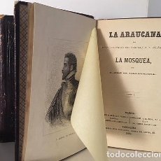 Libros antiguos: ERCILLA / VILLAVICIOSA : LA ARAUCANA / LA MOSQUEA. (1861, ENCUADERNACIÓN ROMÁNTICA DE LA ÉPOCA).. Lote 107698307