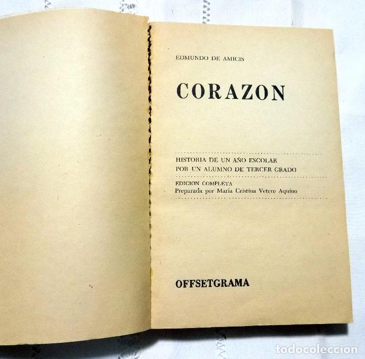 Libros antiguos: CORAZON. EDMUNDO DE AMICIS. 1979. OFFSETGRAMA. - Foto 2