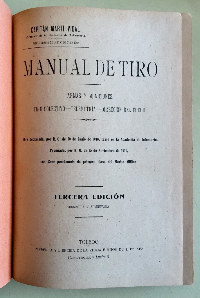 Libros antiguos: MANUAL DE TIRO-    CAPITAN MARTI VIDAL   1.911 - Foto 2