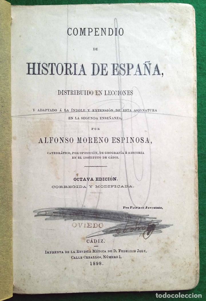 Libros antiguos: COMPENDIO DE HISTORIA DE ESPA&Ntilde;A DE 1898 - Foto 1