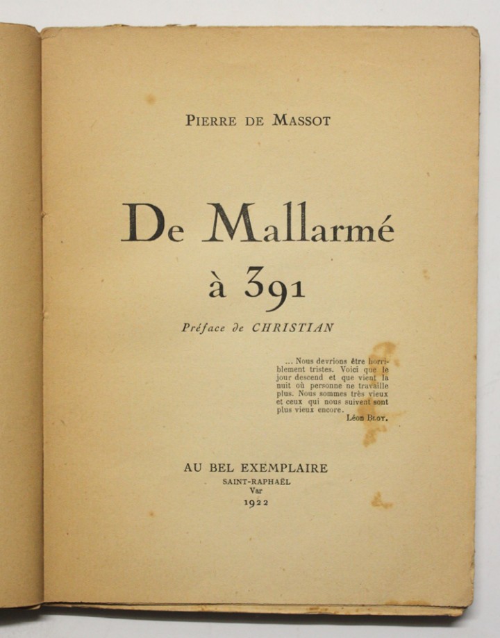 Libros antiguos: DE MALLARM&Eacute; &Agrave; 391. - MASSOT, Pierre de. - Foto 2
