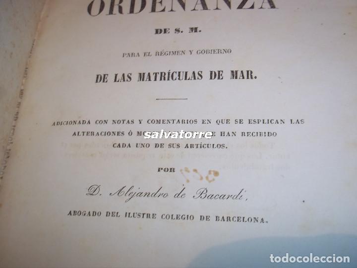 Livres anciens: ORDENANZA DE S.M.PARA EL REGIMEN Y GOBIERNO DE LAS MATRICULAS DE MAR.1849.EJEMPLAR NUMERADO.NAUTICA