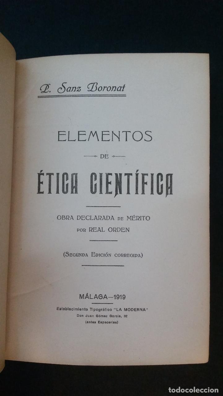 Libros antiguos: 1919 - SANZ BONAT - ELEMENTOS DE &Eacute;TICA CIENT&Iacute;FICA - Foto 1