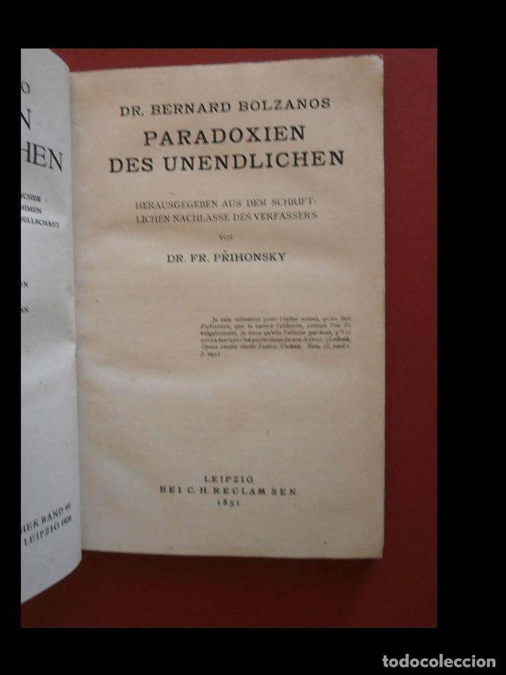 Libros antiguos: Paradoxien des unendlichen. Bernard Bolzanos